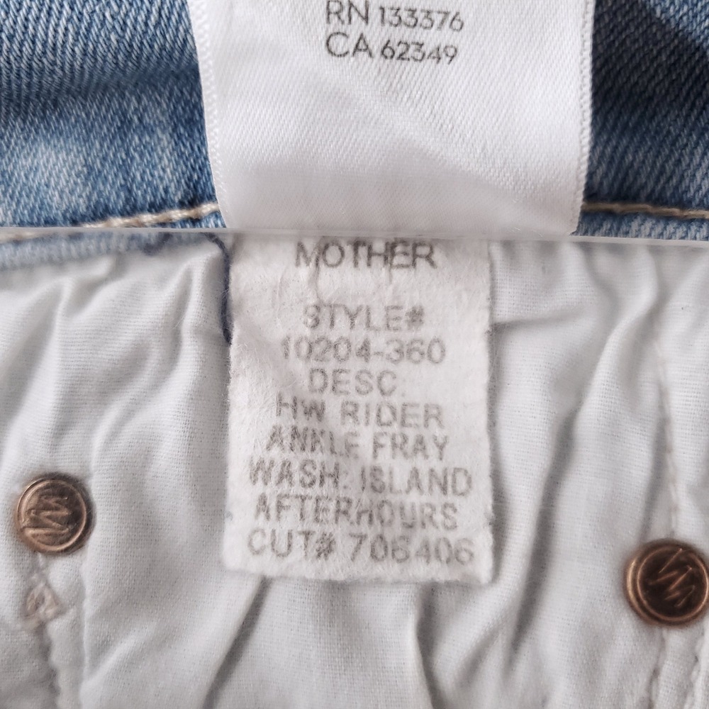 Mother High Waisted Rider Ankle Fray Jeans Women 28 Blue Stretch Distressed - Picture 11 of 13